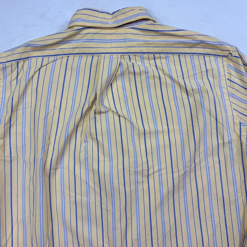 Ralph Lauren Classic Fit Striped Button Down Shirt Mens 15 M Yellow Blue Oxford